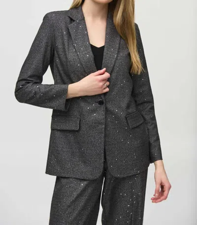 Joseph Ribkoff Sequined Houndstooth Blazer In Black/grey
