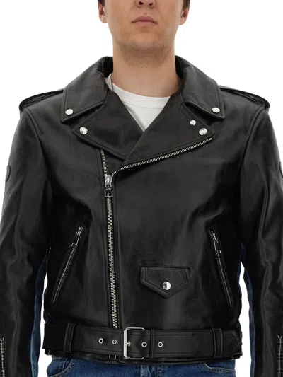 Alexander Mcqueen Combo Biker Jacket In Black