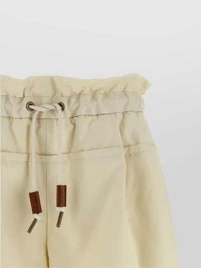 Moncler Relaxed Fit Bermuda Shorts With Elastic Waistband In Neutral