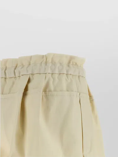 Moncler Relaxed Fit Bermuda Shorts With Elastic Waistband In Neutral