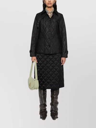 Burberry Tailored Jacket With Quilted High Collar In Black