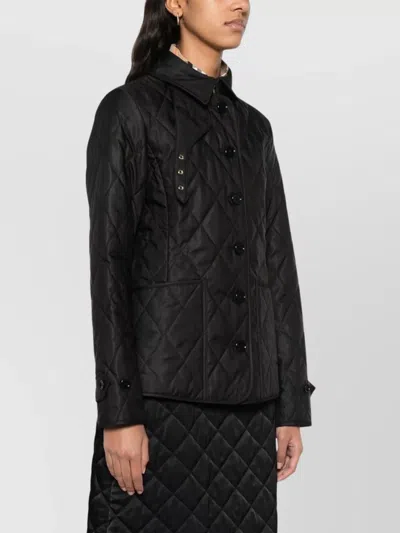 Burberry Tailored Jacket With Quilted High Collar In Black