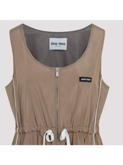 Miu Miu Mini Silk Dress Waist Drawstring