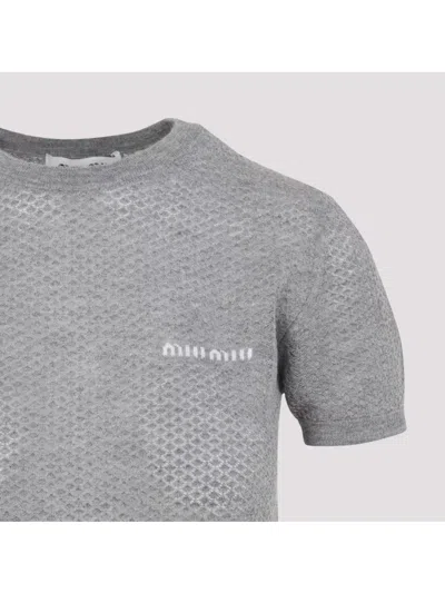 Miu Miu Crew Neck Short-sleeved Sweater