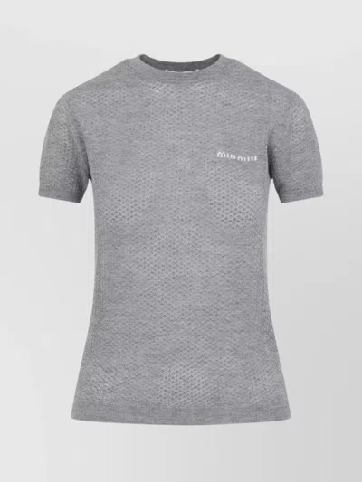 Miu Miu Crew Neck Short-sleeved Sweater