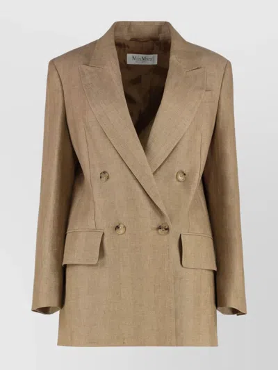 Max Mara Linen Jacket With Lapel Collar And Pockets