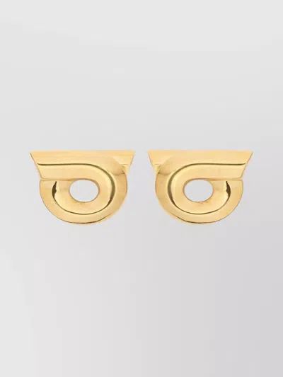 Ferragamo Geometric Stud Earrings Polished Finish In Grey