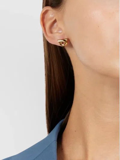 Ferragamo Geometric Stud Earrings Polished Finish In Grey