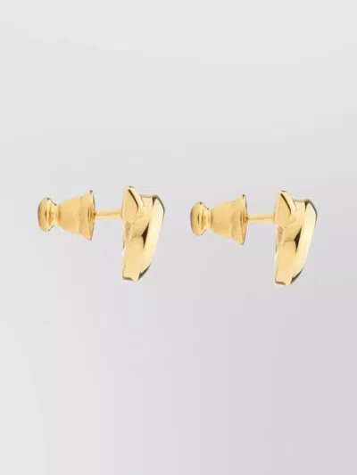 Ferragamo Geometric Stud Earrings Polished Finish In Grey