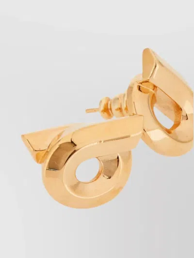 Ferragamo Geometric Stud Earrings Polished Finish In Grey