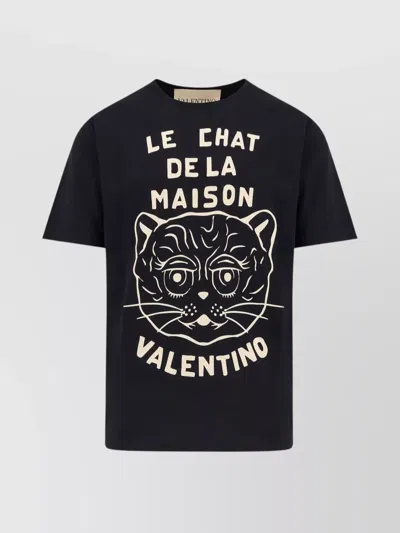Valentino Chat De La Maison Cotton T-shirt In Black