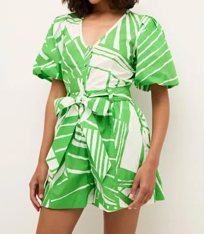 Marie Oliver Devin Button-front V-neck Romper In Verdant In Green