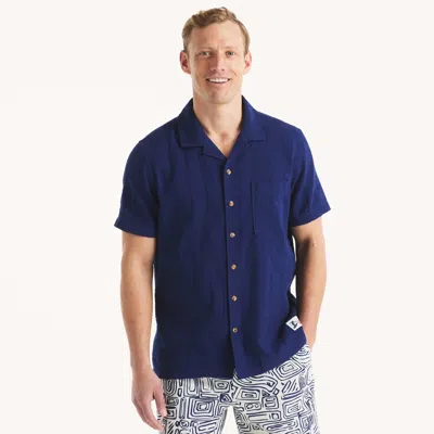 Nautica Short-sleeve Seersucker Camp Shirt In Yellow