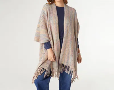 Coco + Carmen Hadley Fringe Ruana Wrap Shawl In Grey