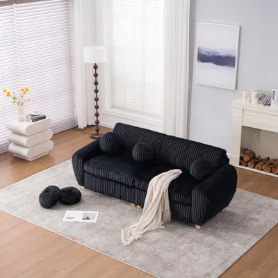 Streamdale Furniture Streamdale 84" Black Corduroy Sofa Couch