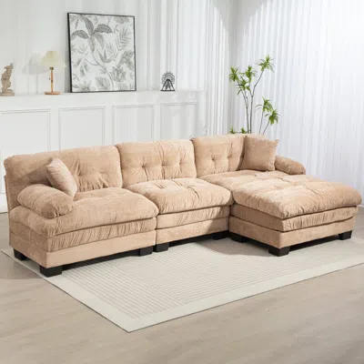 Streamdale Furniture Streamdale L-shaped Sectional Sofa Sleeper Couch - Khaki