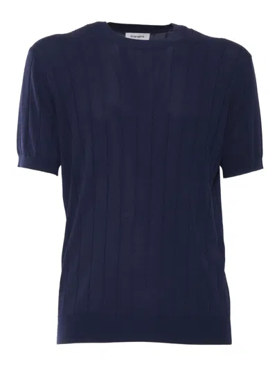 Kangra Cashmere Short Sleeve Sweater In Blue
