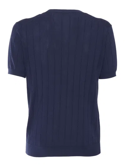 Kangra Cashmere Short Sleeve Sweater In Blue