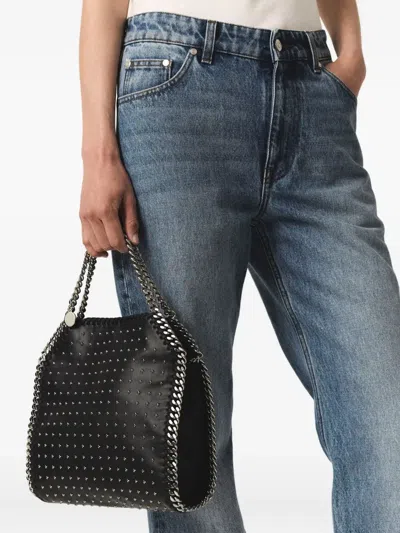 Stella Mccartney Falabella Studded Chain-trim Vegan Leather Tote Bag In Metallic
