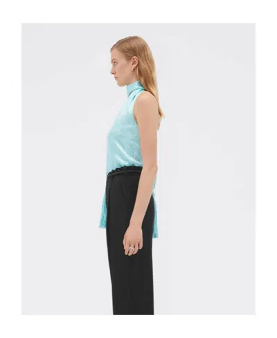 Bottega Veneta Women Pastel Light-blue Satin Top In Blue