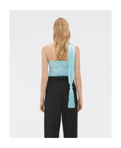 Bottega Veneta Women Pastel Light-blue Satin Top In Blue