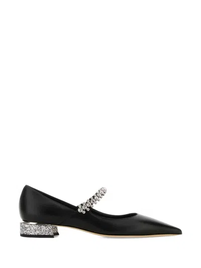 Jimmy Choo Black Nappa Leather Bing Ballerinas In Black