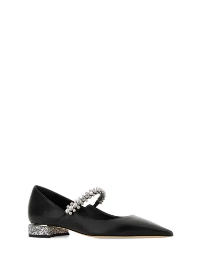 Jimmy Choo Black Nappa Leather Bing Ballerinas In Black