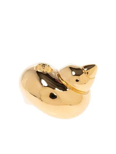 Versace Shell Motif Brass Ring In Gold