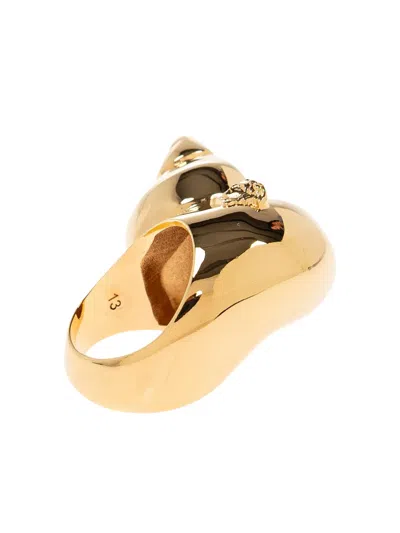 Versace Shell Motif Brass Ring In Gold