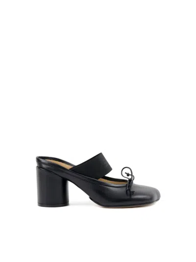 Mm6 Maison Margiela Anatomical Black Goat Leather Sandals With Bow Detail