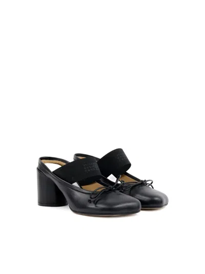 Mm6 Maison Margiela Anatomical Black Goat Leather Sandals With Bow Detail