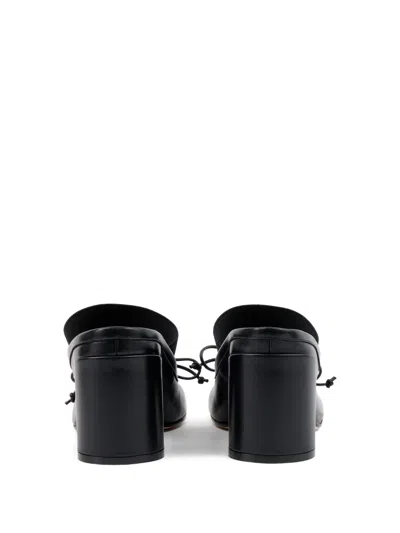 Mm6 Maison Margiela Anatomical Black Goat Leather Sandals With Bow Detail