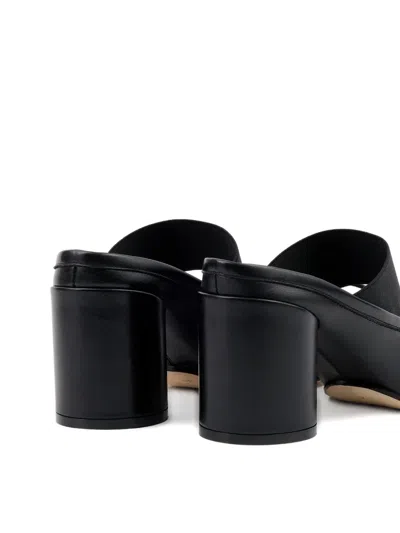 Mm6 Maison Margiela Anatomical Black Goat Leather Sandals With Bow Detail