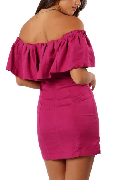 Petal And Pup Petal & Pup Dora Off The Shoulder Linen Blend Minidress In Red