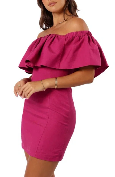 Petal And Pup Petal & Pup Dora Off The Shoulder Linen Blend Minidress In Red