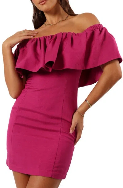Petal And Pup Petal & Pup Dora Off The Shoulder Linen Blend Minidress In Red