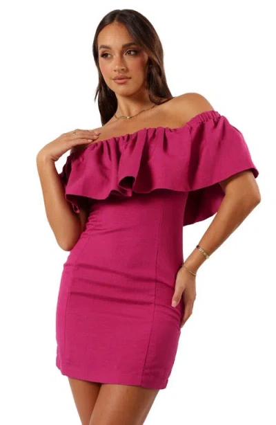 Petal And Pup Petal & Pup Dora Off The Shoulder Linen Blend Minidress In Red