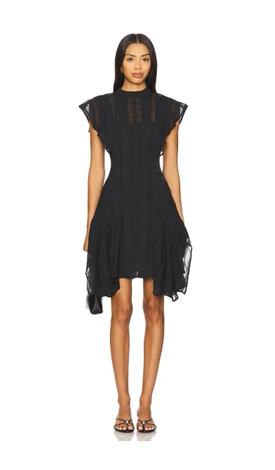 Allsaints Womens Fleur Asymmetric Woven Mini Dress Black