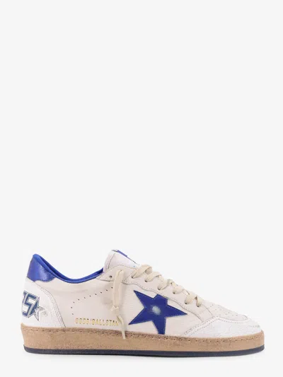 Golden Goose Ball Star Sneakers In White Nappa Leather With Light Blue Laminated Leather Star And Heel Tab