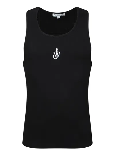 Jw Anderson J. W. Anderson Anchor Fitted Ribbed Top In Black