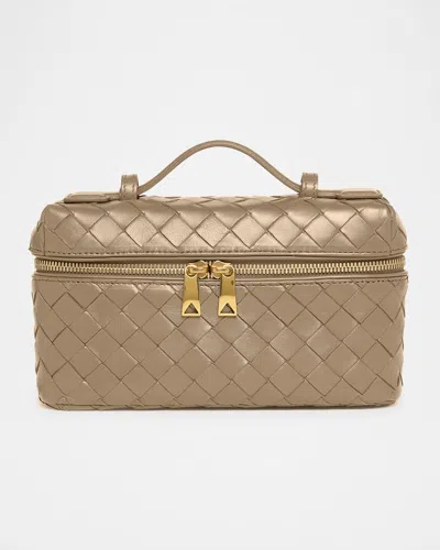 Bottega Veneta Bang Bang Vanity Intrecciato Suede Crossbody Bag In Green