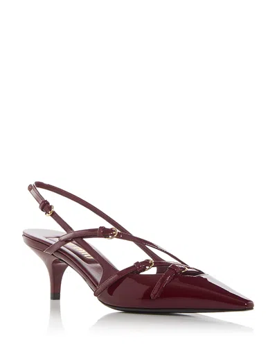 Miu Miu Slingback Deep Purple In Patent Leather With Buckles In Burgundy