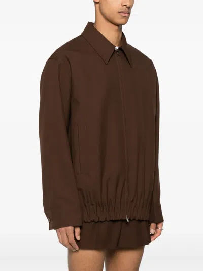 Gucci Twill Jacket Puffer Jackets Brown