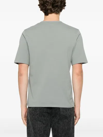 Saint Laurent Tonal Logo Embroidery Cotton T Shirt In Gray