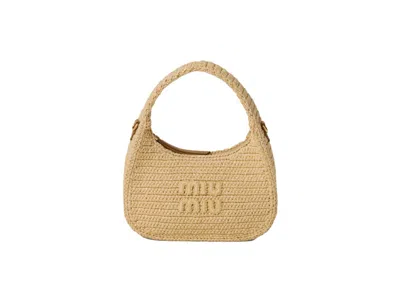 Pre-owned Miu Miu Women's  Wander Crochet Handbag In Natural