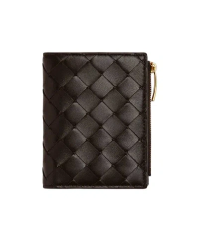 Bottega Veneta Woven Wallet Gold-tone Hardware In Brown