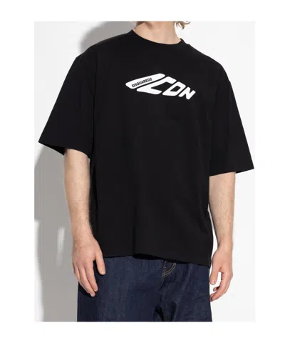 Dsquared2 Ribbed Crew-neck Loose Fit T-shirt In Black