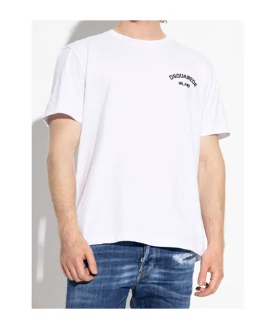 Dsquared2 White Cotton Short Sleeve T-shirts In White