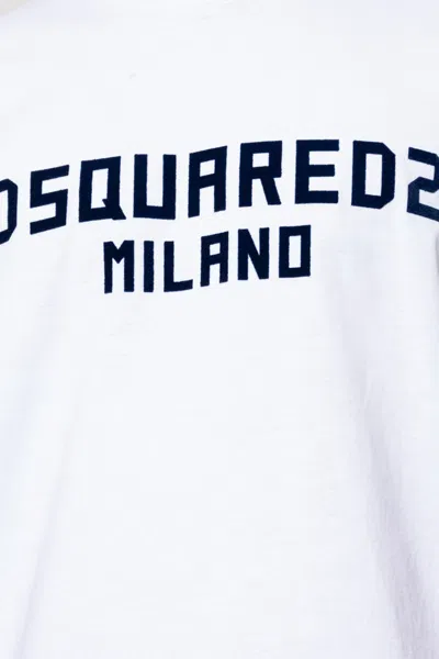 Dsquared2 White Crewneck T-shirt With Logo Lettering On The Front