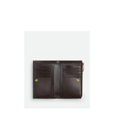 Bottega Veneta Leather Intrecciato Bifold Card Holder In Brown